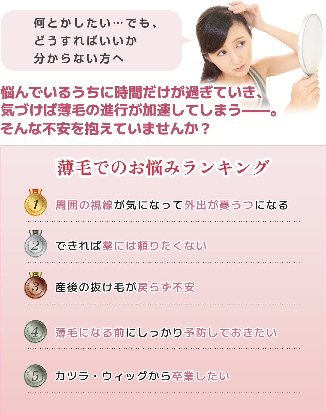 薄毛でのお悩みランキング